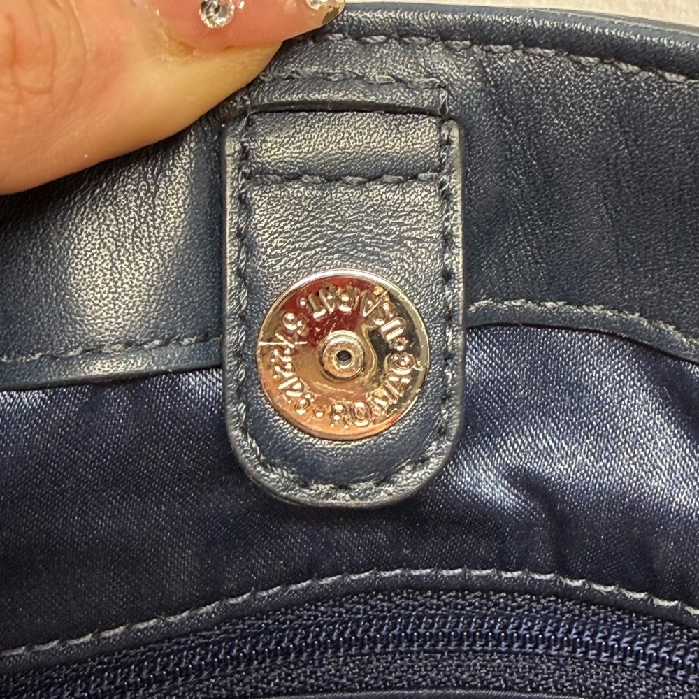 Coach Laura Spectator Satchel Lavender Leather Navy Detailing Kiss-Lock Closure - Picture 14 of 16